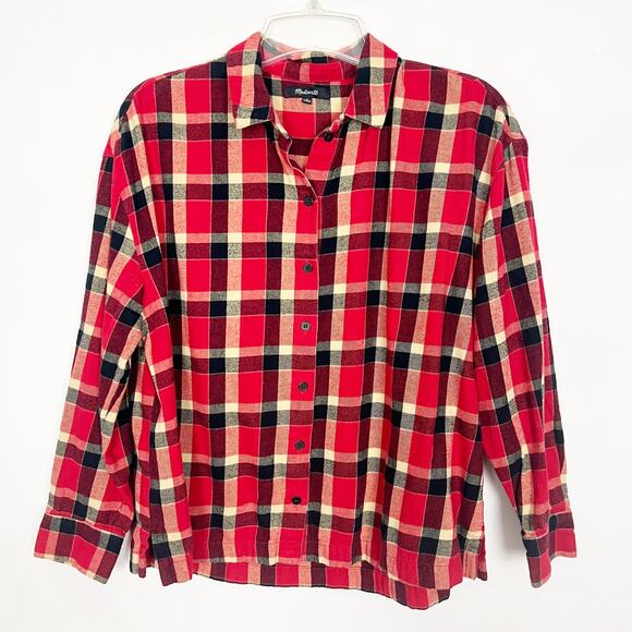 Madewell Women's Plaid Flannel Button Down Flannel Shirt Size M - Picture 1 of 13